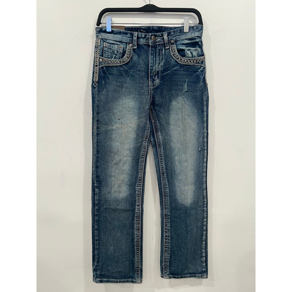 GS115 Boys 10 Blue Duke Slim Fit Distressed Embroidered Pocket Jeans RV-8769D